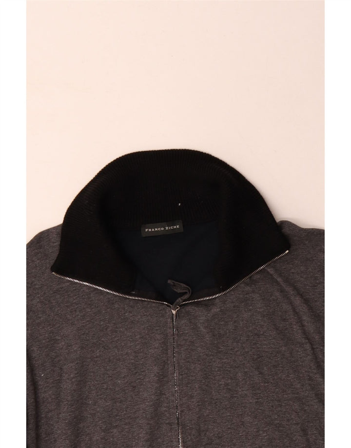 FRANCO ZICHE Muška majica s izrezom s patentnim zatvaračem, velika siva boja