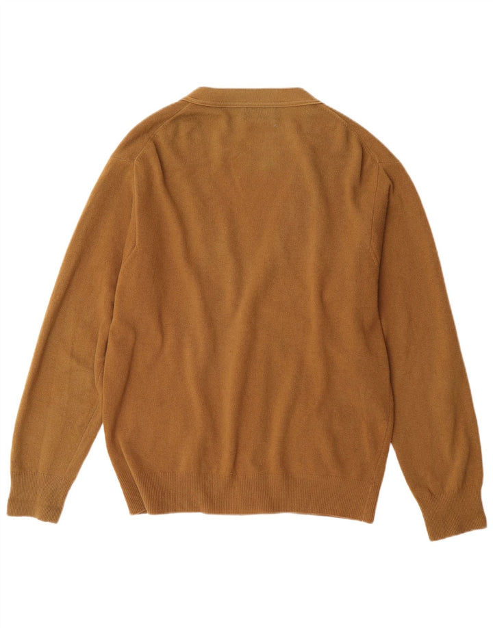 BENETTON Muški kardigan džemper IT 48 Srednje smeđa janjeća vuna