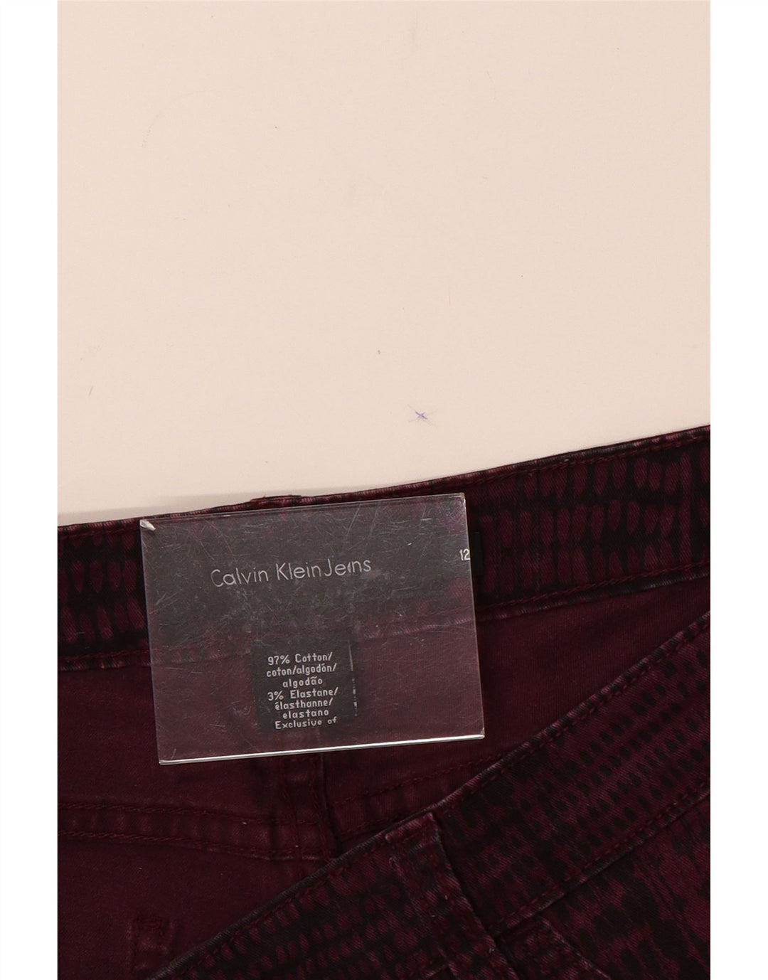 CALVIN KLEIN Ženske ležerne hlače US 12 Large W32 L31 Bordo