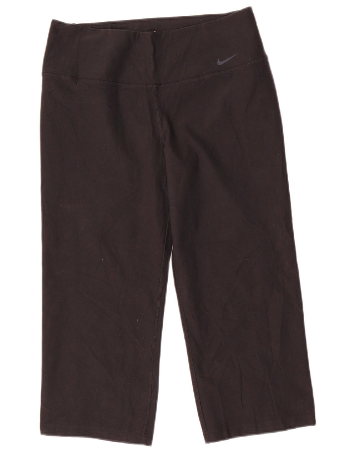 NIKE ženske Dri Fit Capri tajice UK 12 srednje crne poliesterske