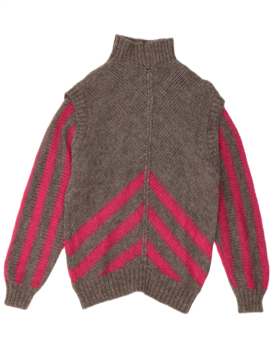 Vintage ženski pulover s rol izrezom IT 42 srednje sive pruge