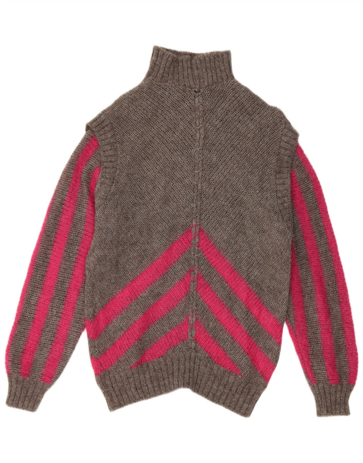 Vintage ženski pulover s rol izrezom IT 42 srednje sive pruge