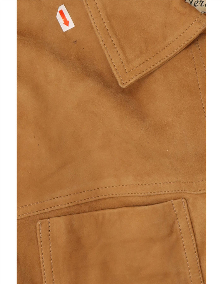 VINTAGE Ženska opuštena jakna od brušene kože UK 18 XL smeđa koža