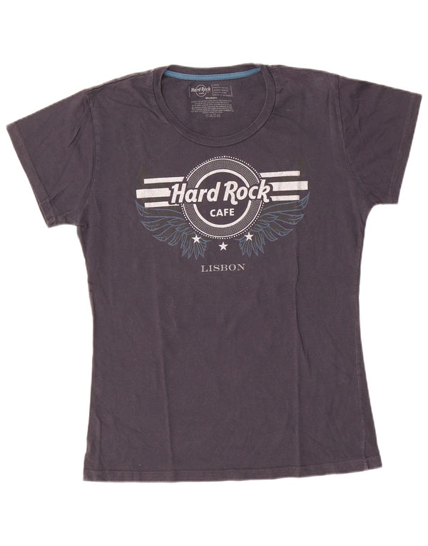 Hard Rock Cafe Ženska Lisbon grafička majica kratkih rukava UK 14 Large Grey Cotton