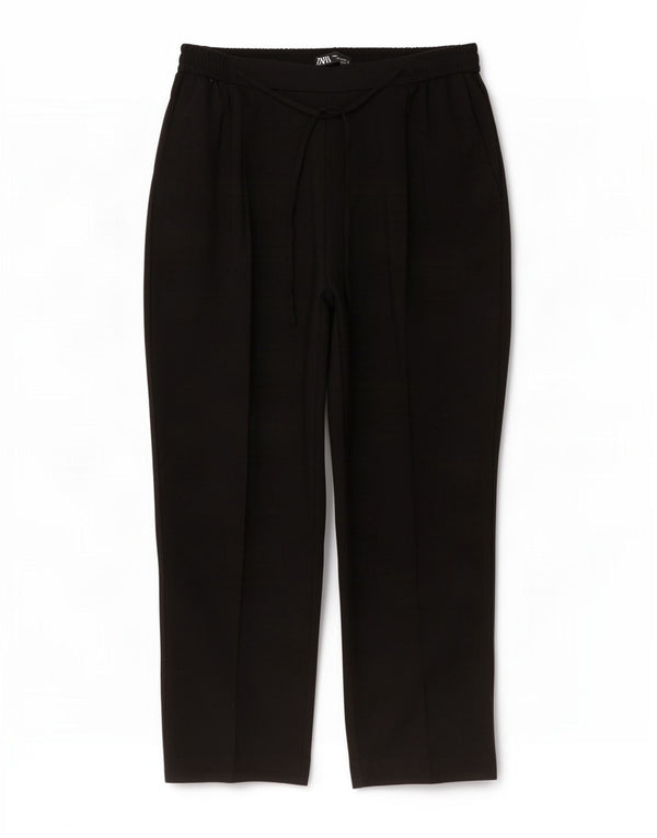 Zara ženske sužene chino hlače visokog struka XL W32 L26 crni poliester