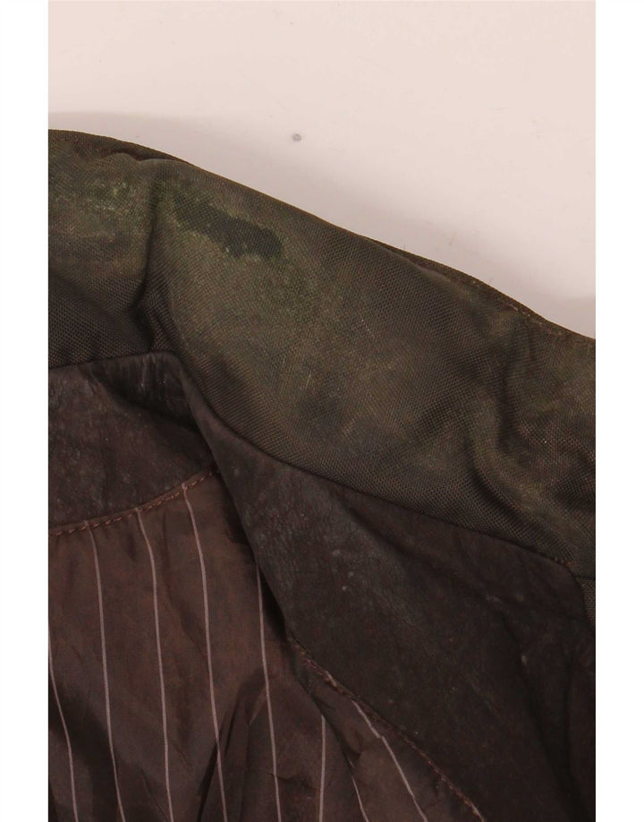 Vintage Mens Hooded Leather Jacket IT 52 Large Brown