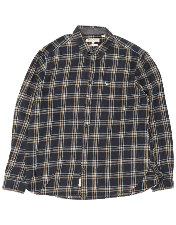 Jack Wills muška klasična flanelska košulja XL tamnoplavi karirani pamuk