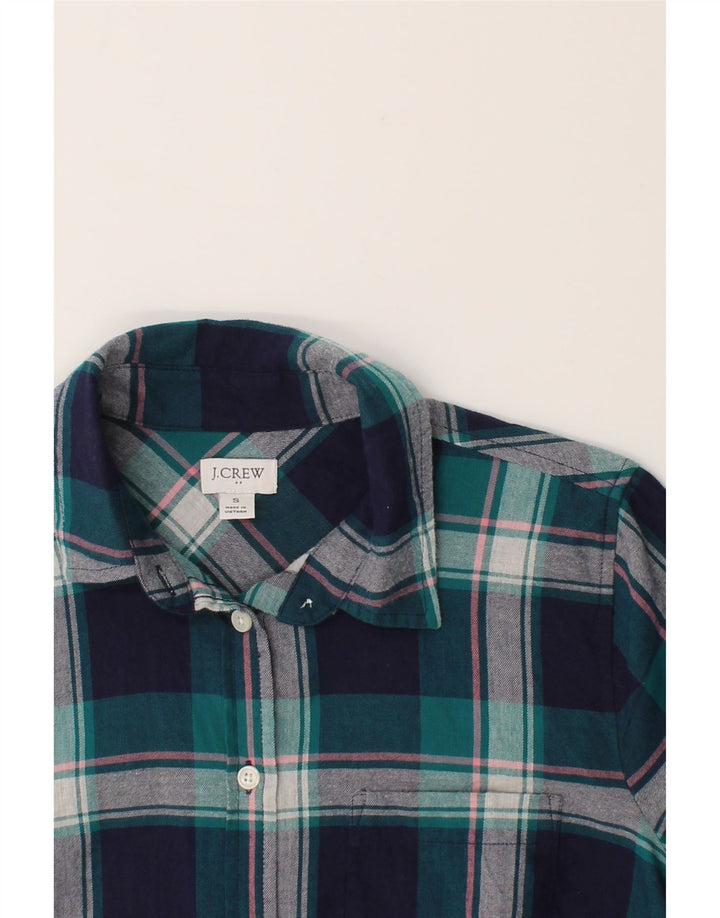 CREW Womens Flannel Shirt UK 10 Small Navy Blue Check Cotton Vintage Crew and Second-Hand Crew from Messina Hembry 