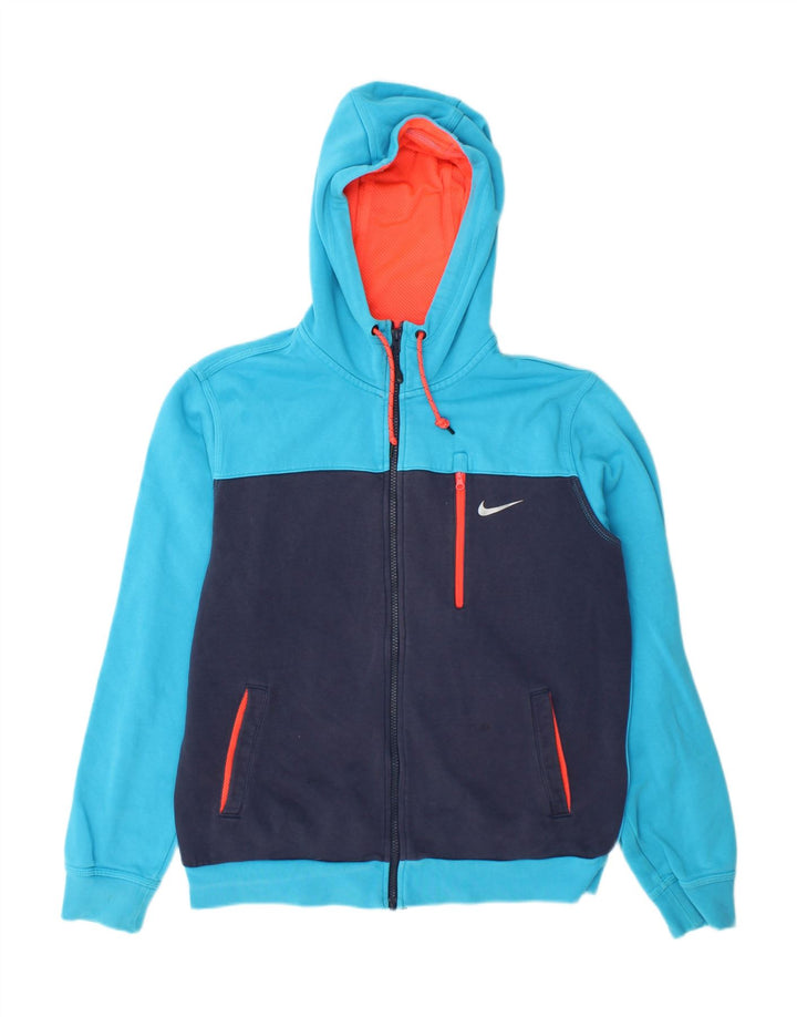 Nike muški pulover s kapuljačom na patentni zatvarač srednje plavi pamuk