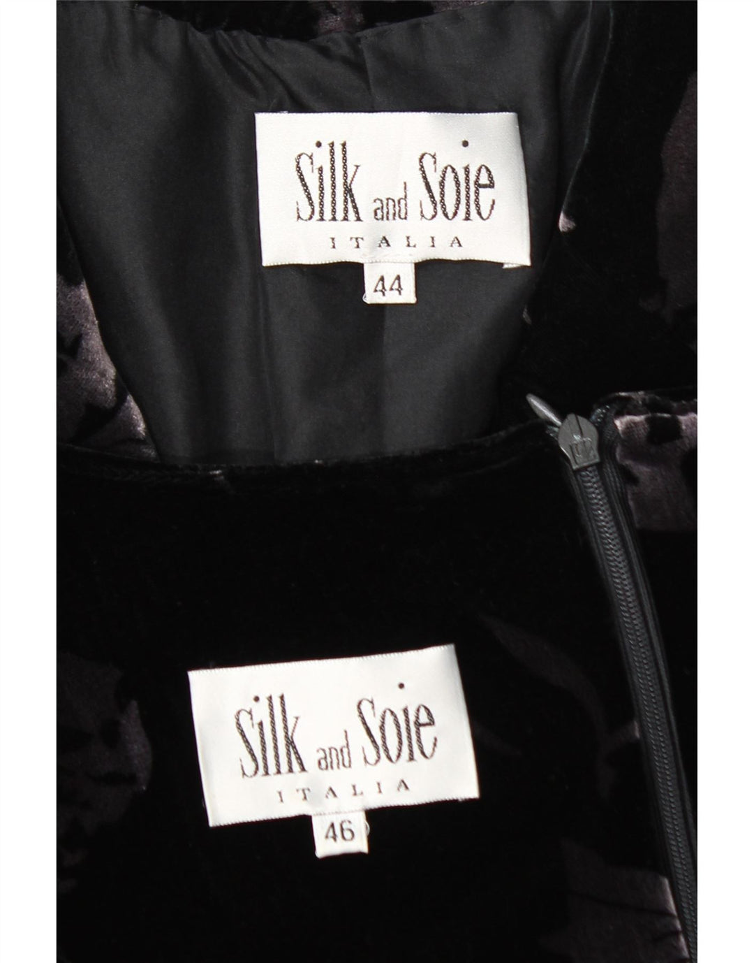 SILK AND SOIE Ženski 2-dijelni baršunasti set s 3 gumba IT 44 Srednje crni cvjetni