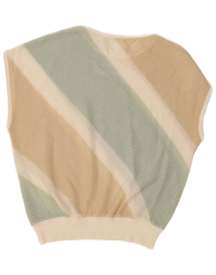 VINTAGE ženska majica bez rukava UK 16, velike bež pruge