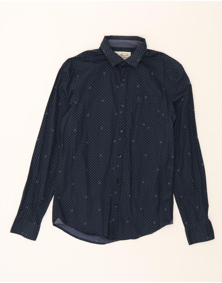 PENGUIN Mens Shirt Small Navy Blue Spotted Cotton Vintage Penguin and Second-Hand Penguin from Messina Hembry 