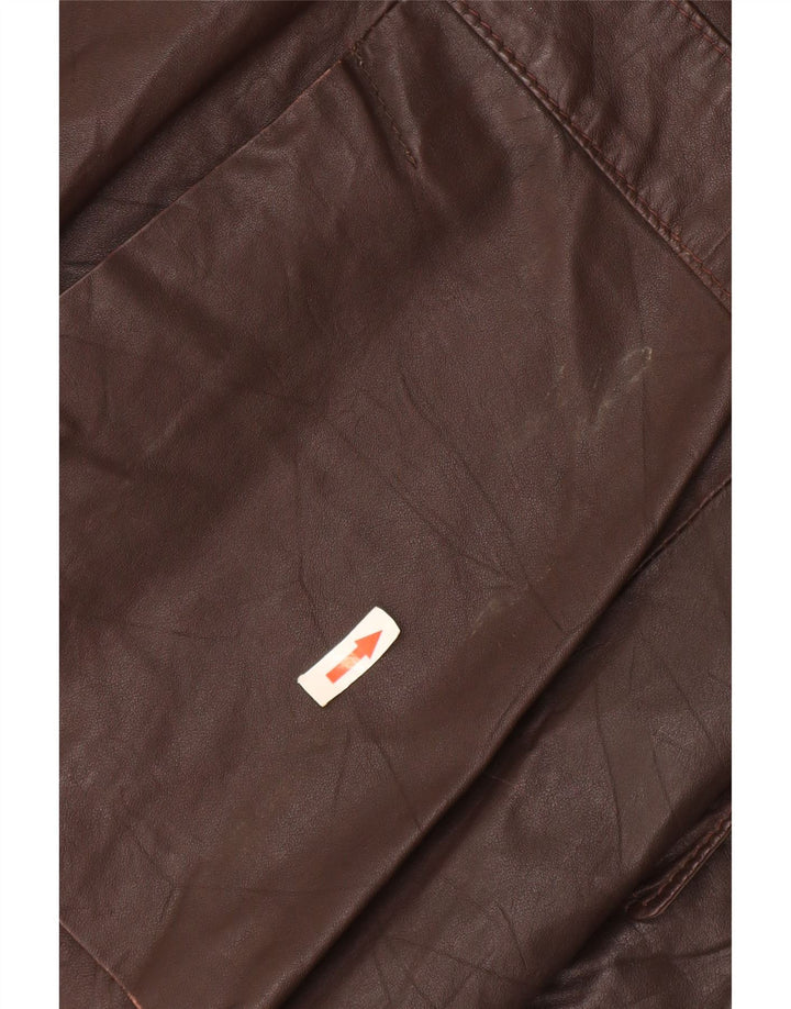 Vintage ženska kožna jakna sa 2 gumba UK 12 Srednje smeđa