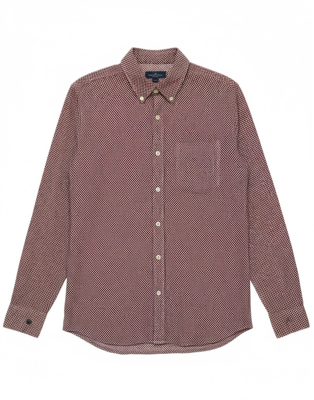 TED BAKER Mens Shirt Size 3 Medium Burgundy Geometric Cotton