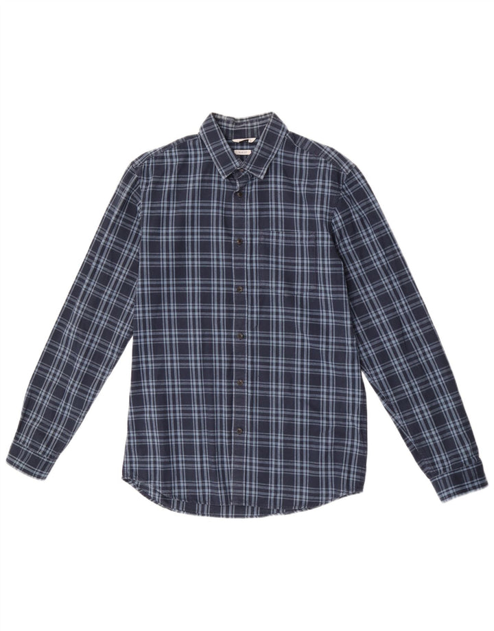 Jack & Jones muška pripijena flanelska košulja srednje tamnoplave boje