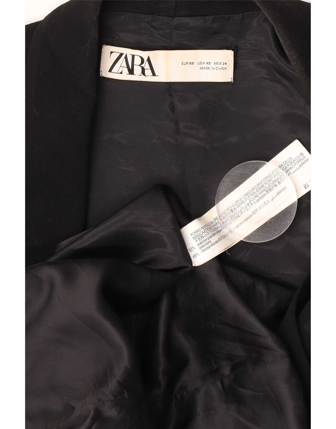 Zara ženska prevelika jakna jakna UK 6 XS crni poliester
