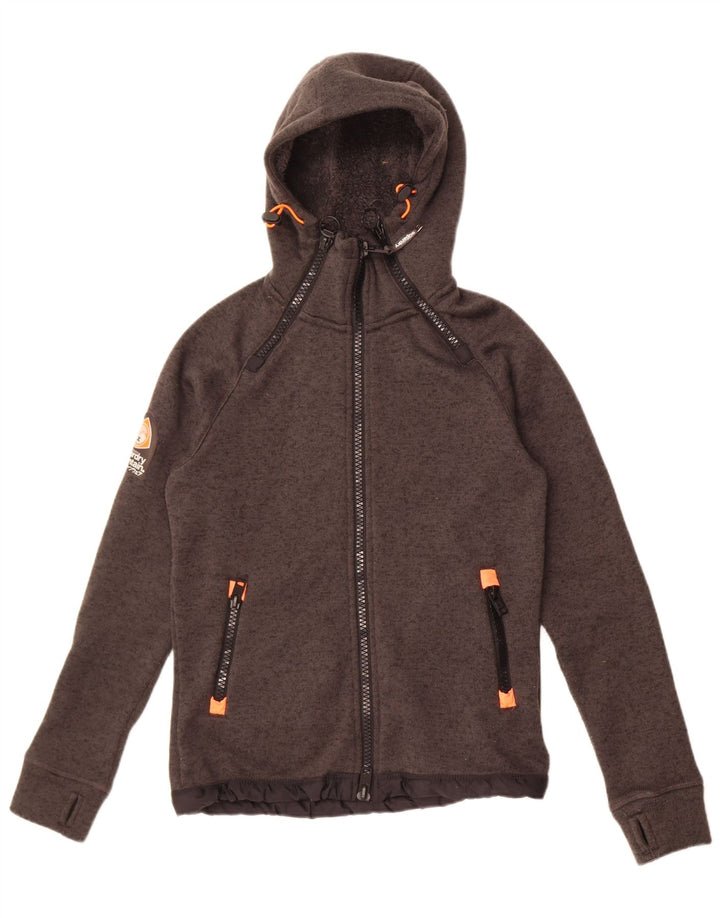 Superdry muška pletena bomber jakna s kapuljačom UK 36 mali sivi flekasti poliester