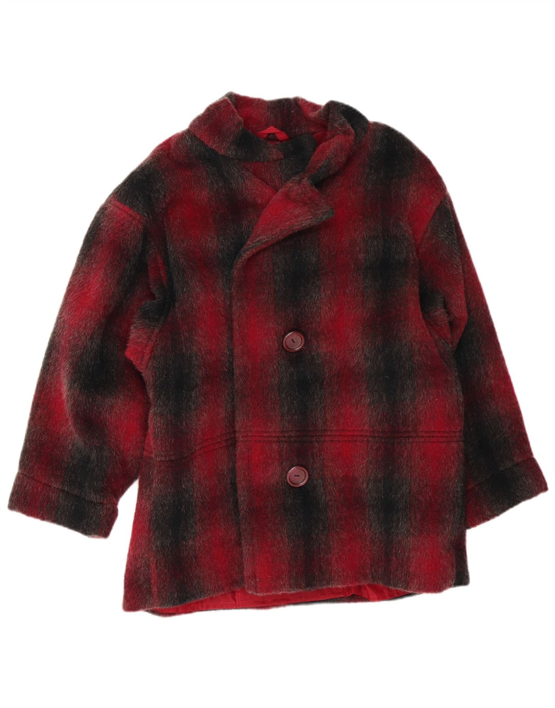 VINTAGE ženski kaput UK 16 Veliki crveni karirani