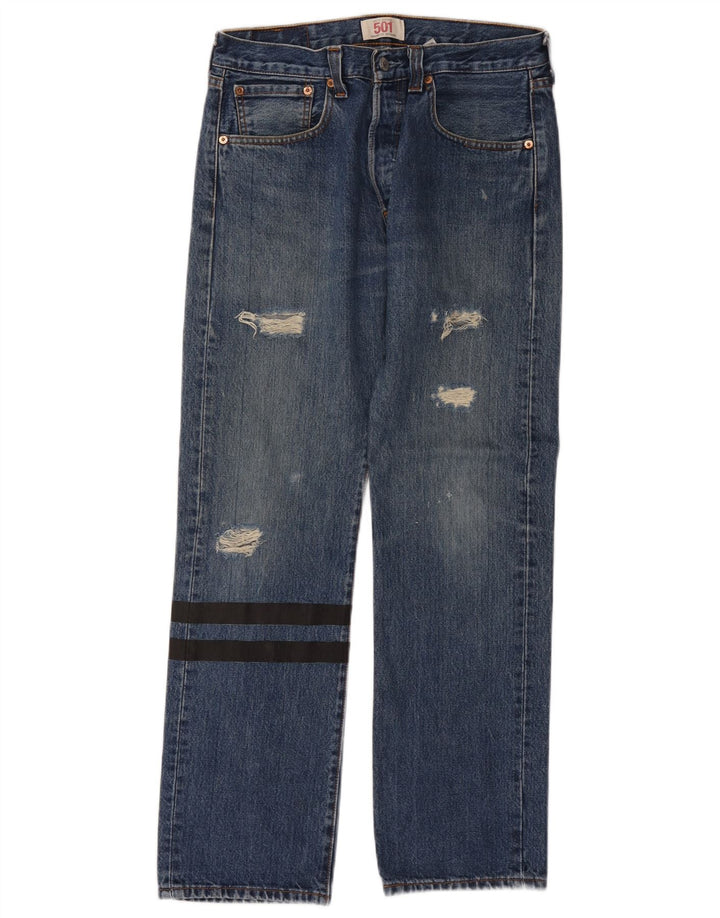 LEVI'S Mens 501 Distressed Straight Jeans W31 L30  Blue Cotton