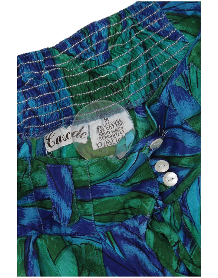 Vintage ženske harem hlače srednje veličine W28 L22 tropske zelene cvjetne viskoze