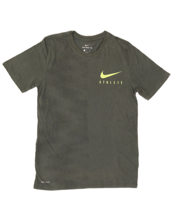 NIKE muška Dri Fit majica kratkih rukava, mali kaki prugasti poliester