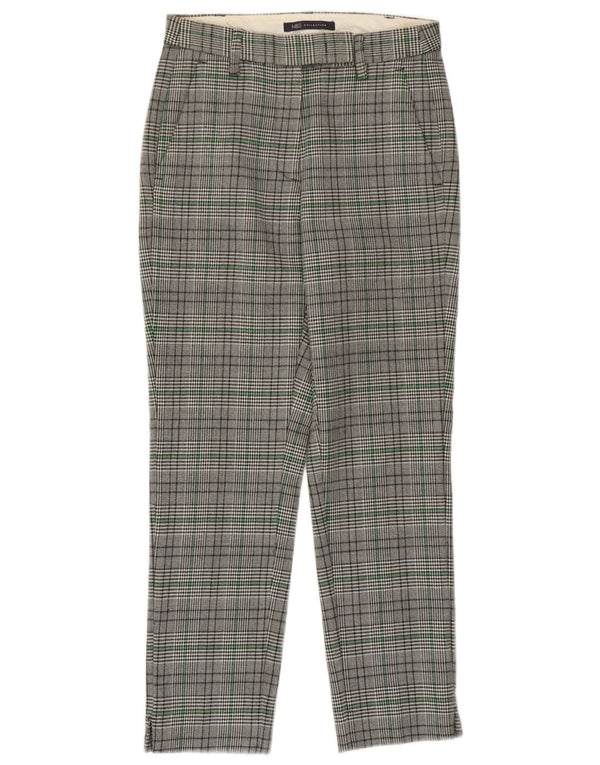 Marks & Spencer Womens Slim Chino Trousers UK 6 XS W26 L25 Grey Houndstooth