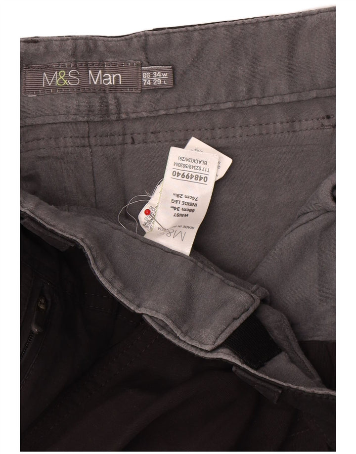 Marks & Spencer muške ravne kargo hlače W34 L29 crni poliamid