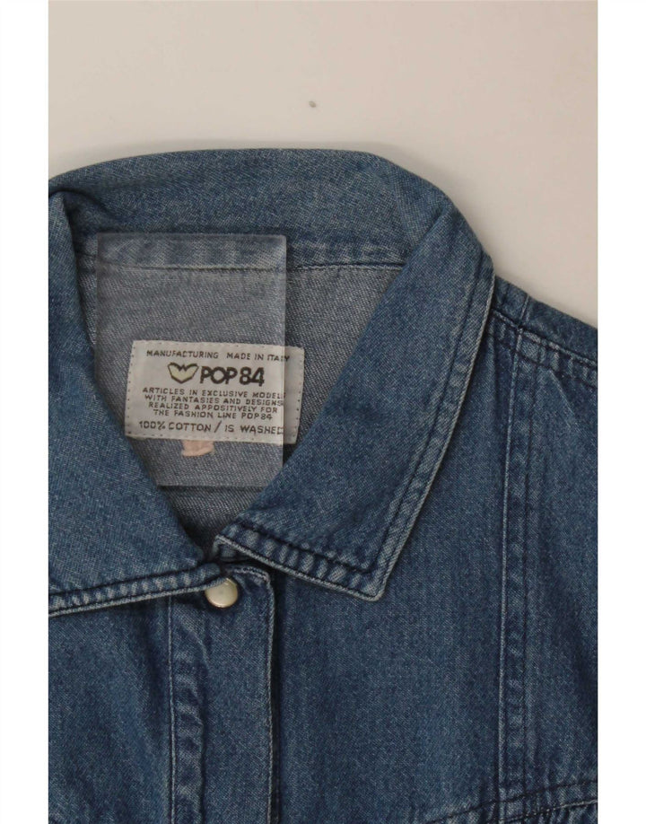 POP 84 Ženska prevelika traper košulja UK 14 Srednje plavi pamuk