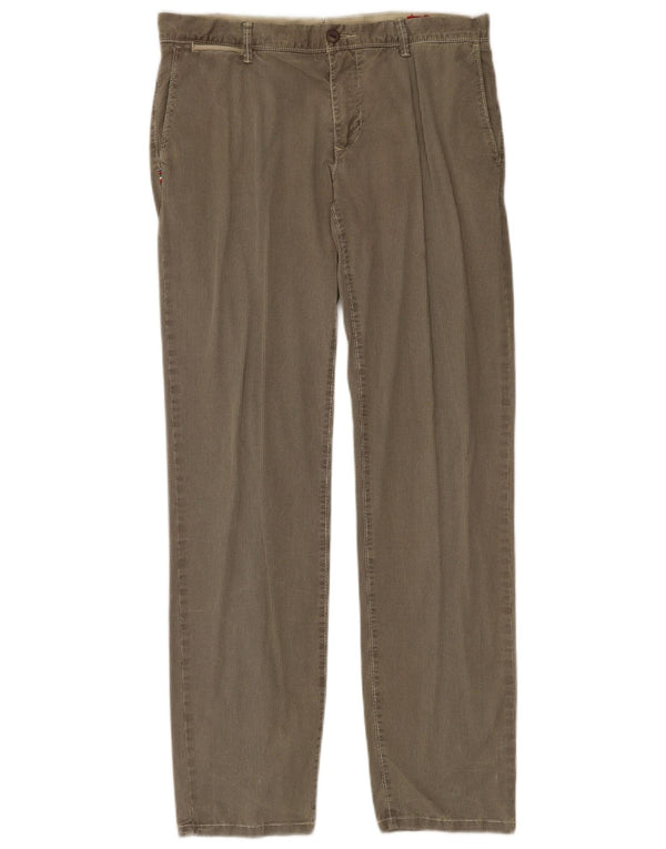 Vintage muške ravne chino hlače IT 50 Large W34 L33 kaki houndstooth