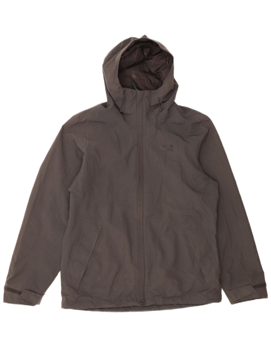 JACK WOLFSKIN Muška jakna vjetrovka s kapuljačom UK 40 srednje sivi poliester