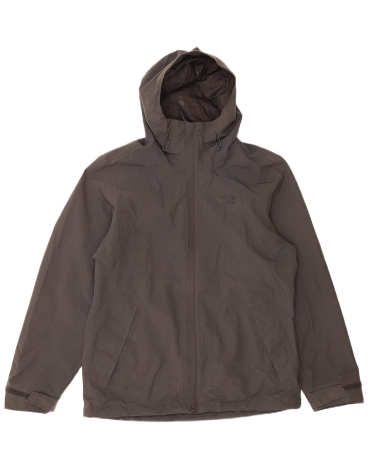 JACK WOLFSKIN Muška jakna vjetrovka s kapuljačom UK 40 srednje sivi poliester