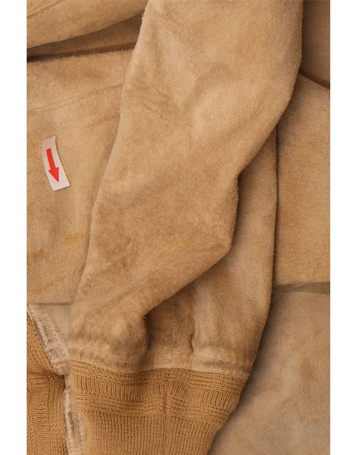 Vintage ženska bomber jakna od brušene kože IT 48 XL bež