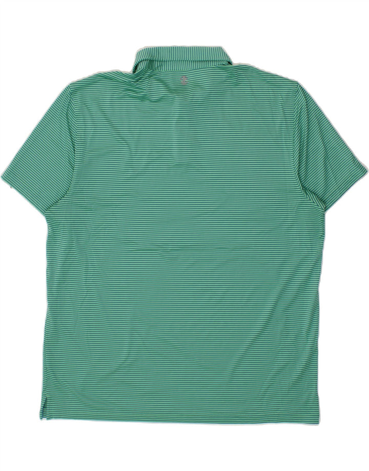 IZOD Mens Golf Polo Shirt 2XL Green Pinstripe Polyester Vintage Izod and Second-Hand Izod from Messina Hembry 