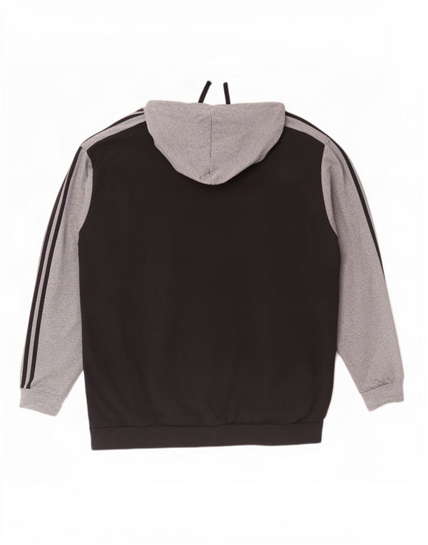 Adidas muški pulover s kapuljačom na patentni zatvarač 4XL, crni pamuk u blokovima boja
