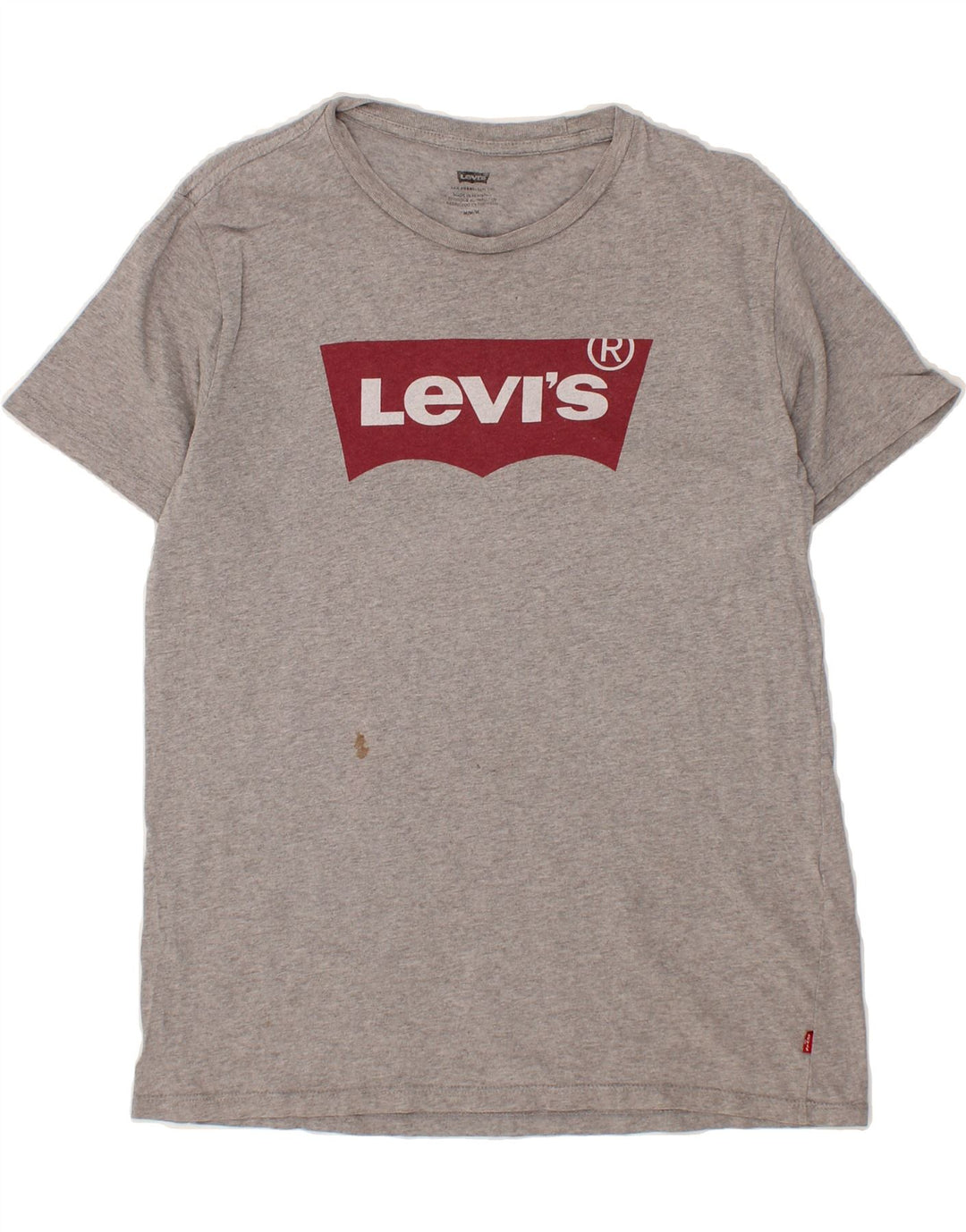 LEVI'S Womens Graphic T-Shirt Top UK 14 Medium Grey Cotton Vintage Levi's and Second-Hand Levi's from Messina Hembry 