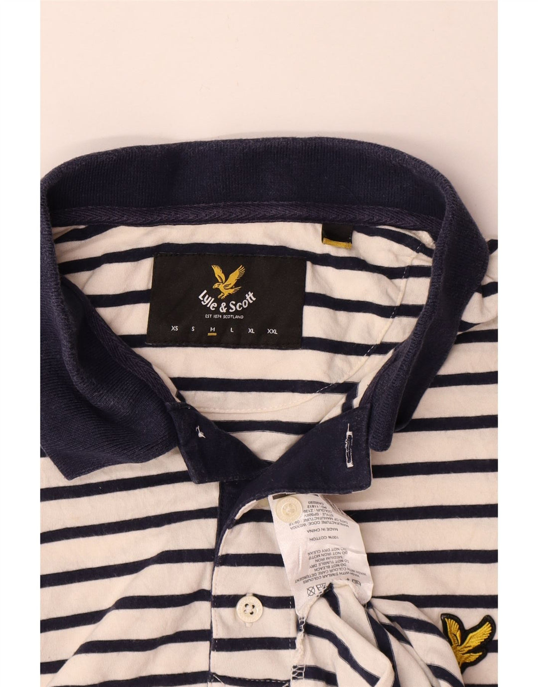Lyle & Scott muška polo majica za ragbi srednje bijele pruge, pamuk