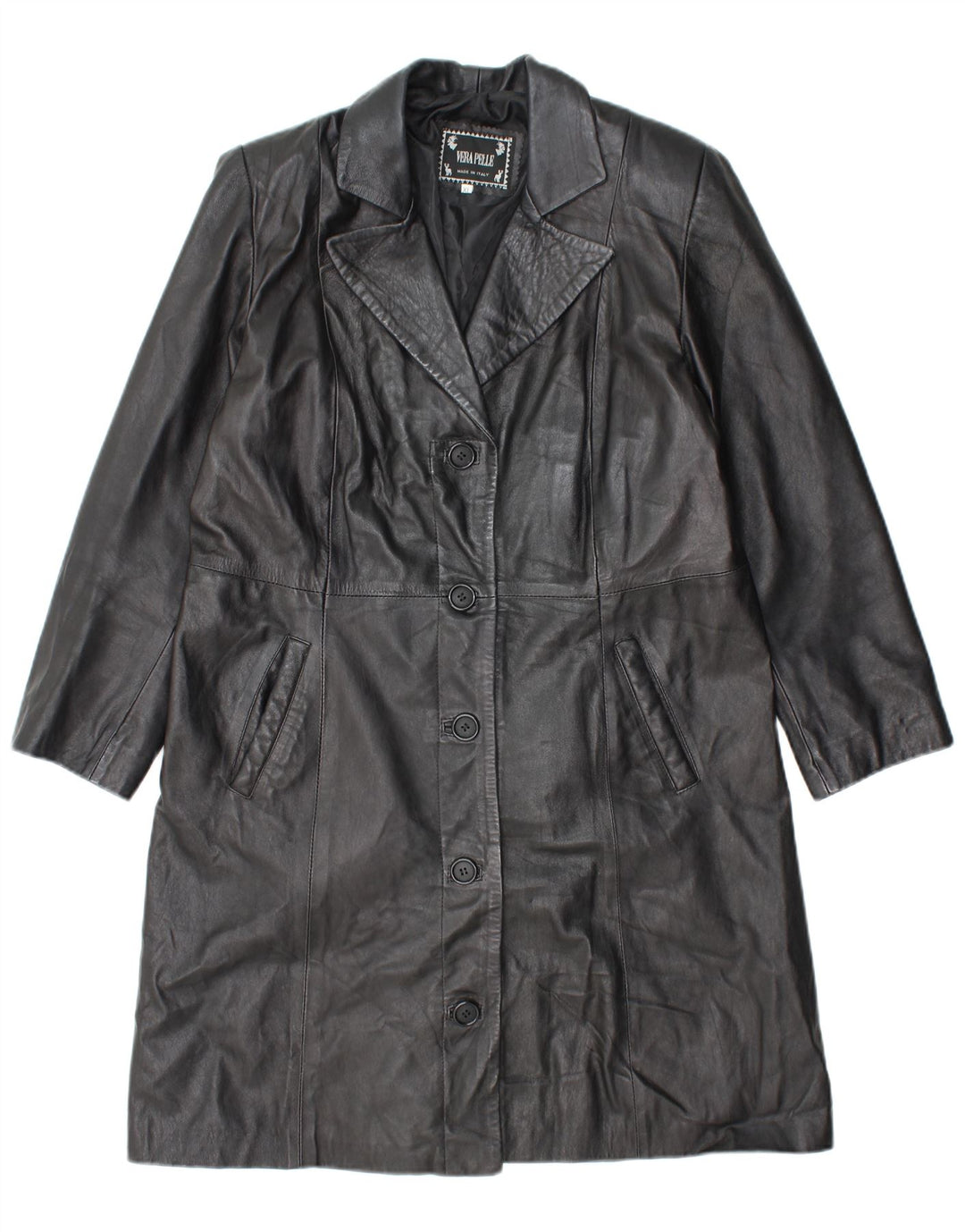 VINTAGE ženski kožni kaput UK 18 XL crna koža