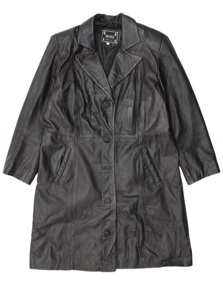 VINTAGE ženski kožni kaput UK 18 XL crna koža