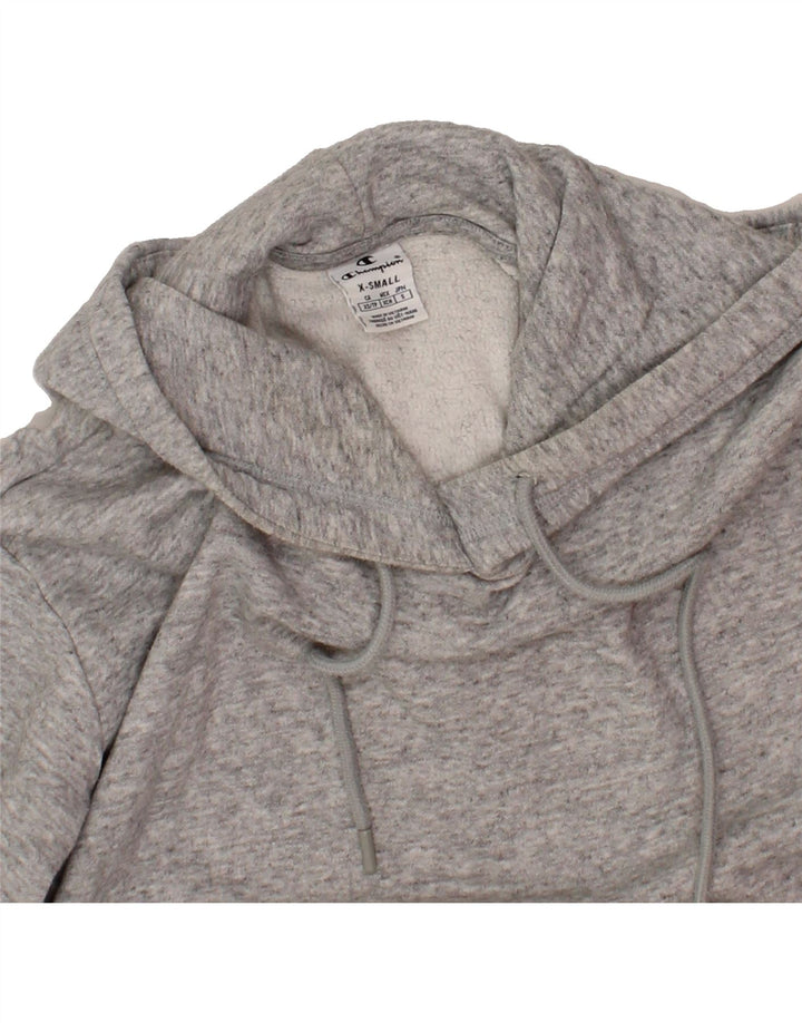 CHAMPION Womens Oversized Hoodie Jumper UK 6 XS Grey Polyester Vintage Champion and Second-Hand Champion from Messina Hembry 