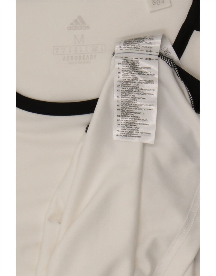ADIDAS Mens Aeroready T-Shirt Top Medium White Colourblock Polyester Vintage Adidas and Second-Hand Adidas from Messina Hembry 