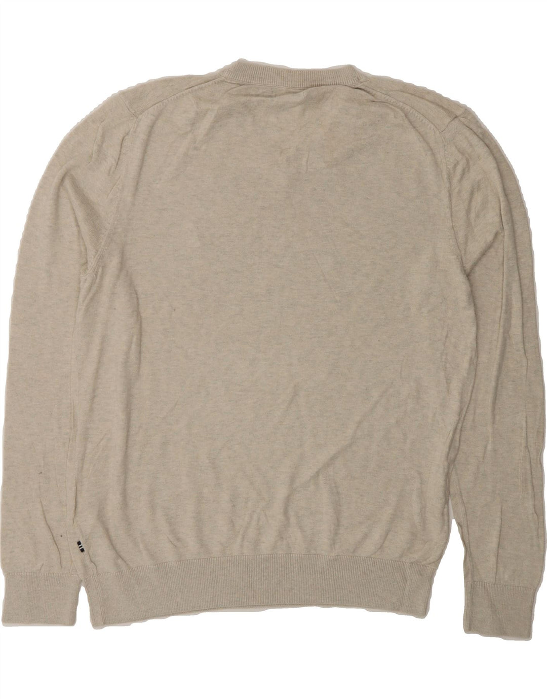 NAUTICA Mens V-Neck Jumper Sweater Medium Beige Cotton Vintage Nautica and Second-Hand Nautica from Messina Hembry 