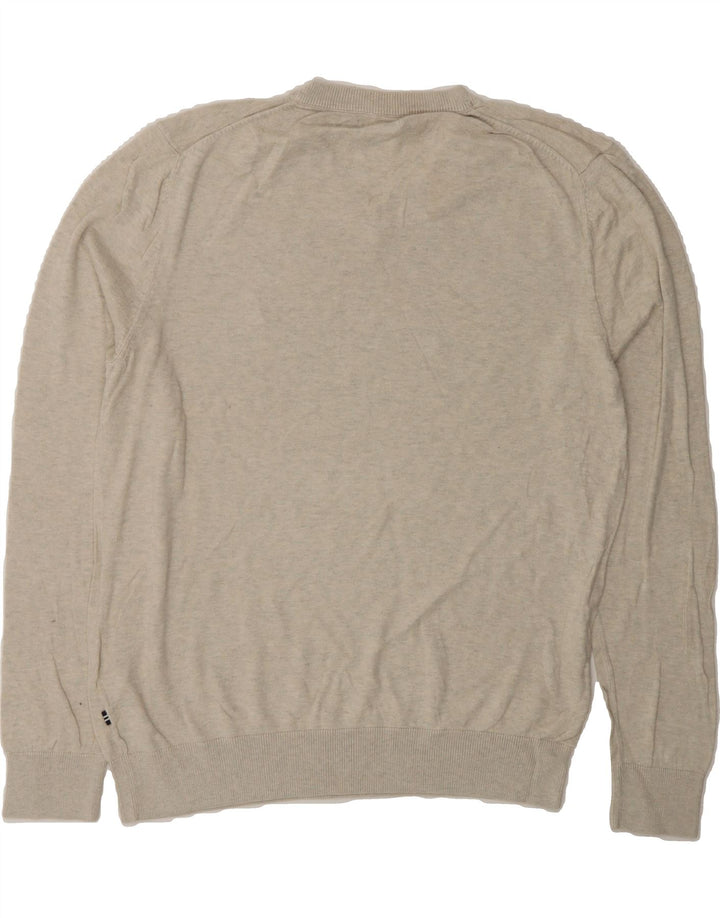 NAUTICA Mens V-Neck Jumper Sweater Medium Beige Cotton Vintage Nautica and Second-Hand Nautica from Messina Hembry 