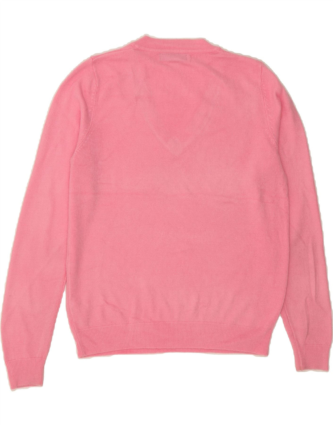 MARKS & SPENCER Womens V-Neck Jumper Sweater UK 14 Medium Pink Acrylic Vintage Marks & Spencer and Second-Hand Marks & Spencer from Messina Hembry 