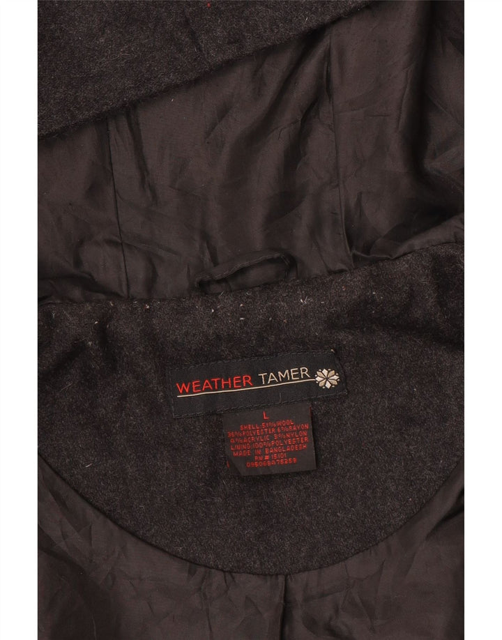 VINTAGE ženska duffle jakna s kapuljačom UK 16 Velika siva vuna