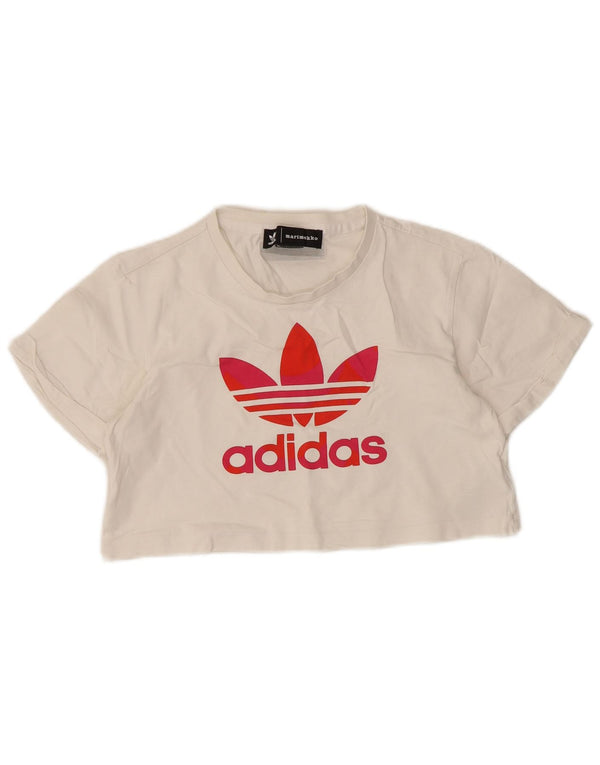 Adidas ženska majica kratkih rukava s kratkim crtama UK 6 XS, bijeli pamuk