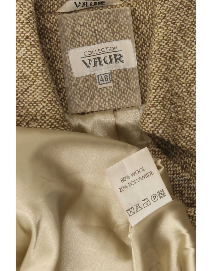 Vintage ženski kaput s dvorednim kopčanjem IT 48 XL kaki šarena vuna