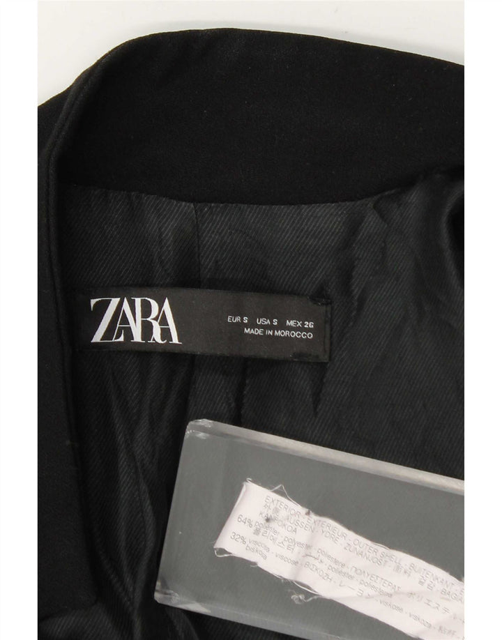 Zara ženska duga jakna jakna UK 10 mali crni poliester