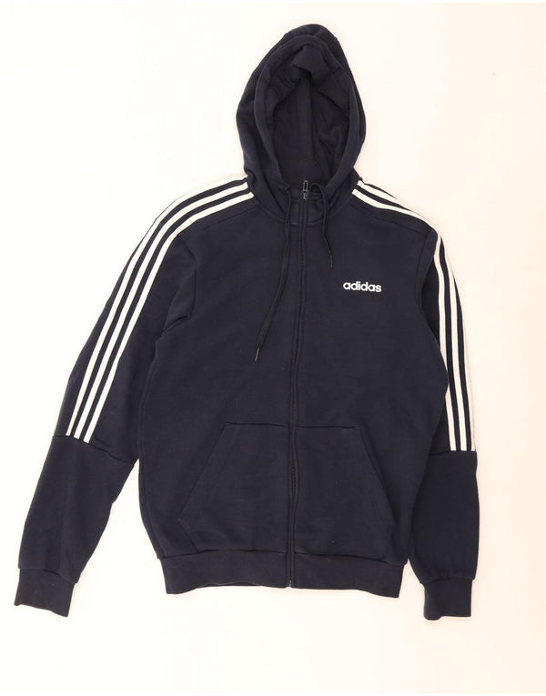Adidas muški pulover s kapuljačom na patentni zatvarač srednje tamnoplavi pamuk