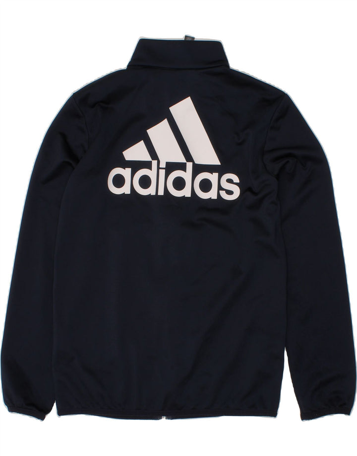 ADIDAS Boys Graphic Tracksuit Top Jacket 9-10 Years Navy Blue Polyester Vintage Adidas and Second-Hand Adidas from Messina Hembry 