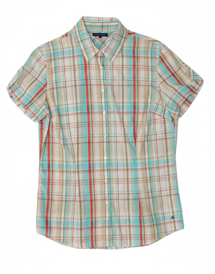 TOMMY HILFIGER Womens Short Sleeve Shirt US 10 Large Multicoloured Check